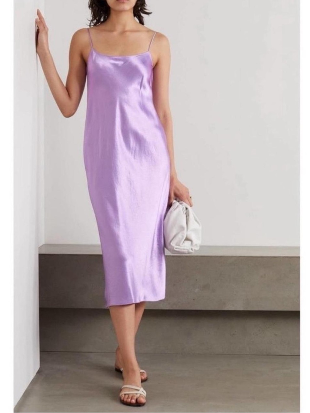 Vince purple silk slip midi dress